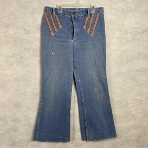Vintage 70s Orient Express Jeans Women’s Juniors Sz 13 Flare Light Wash Flaws